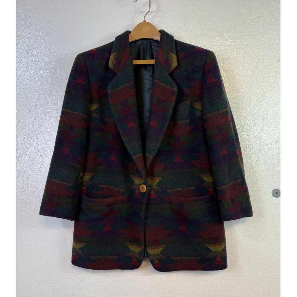 Vtg  Corbin Threads Wool Aztec Western Blazer Sz 10 Southwest Blanket‎ Style USA